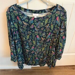 J. Jill Navy Floral Women's Blouse
